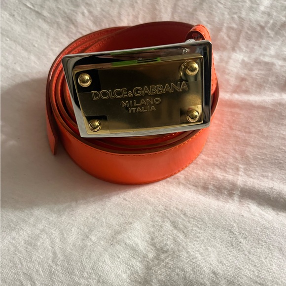 Dolce & Gabbana Orange Belt with Gold Buckle - Picture 1 of 8
